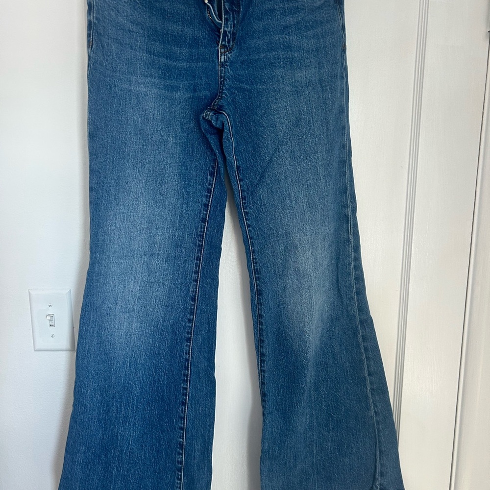 Pilcro Blue Flare Wide Leg Jeans